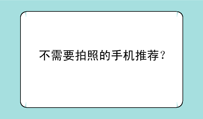 不需要拍照的手机推荐？