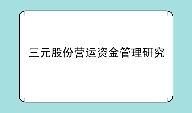 三元股份营运资金管理研究