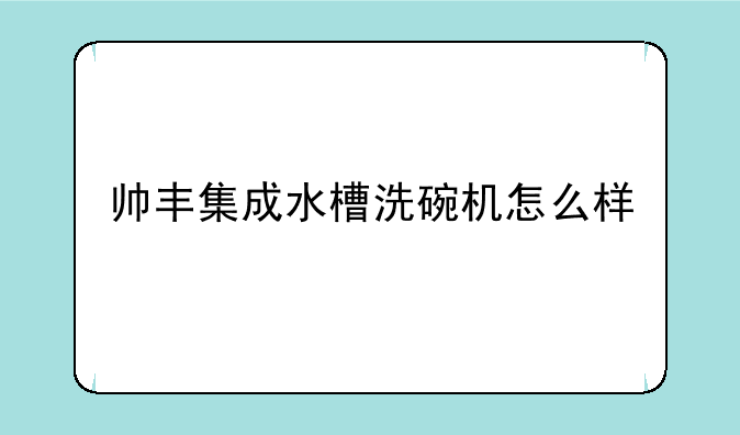 帅丰集成水槽洗碗机怎么样