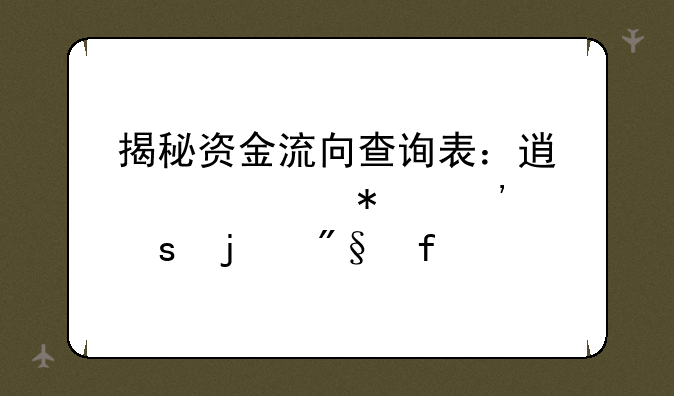 揭秘资金流向查询表：透视财务脉络的利器