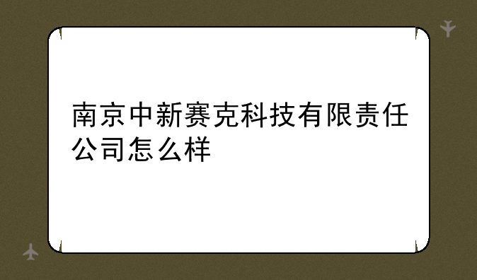 南京中新赛克科技有限责任公司怎么样