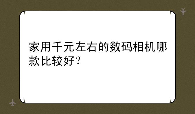家用千元左右的数码相机哪款比较好？