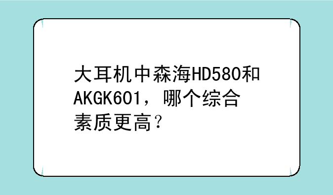 大耳机中森海HD580和AKGK601，哪个综合素质更高？