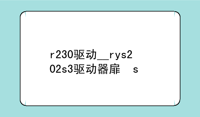r230驱动__rys202s3驱动器手册