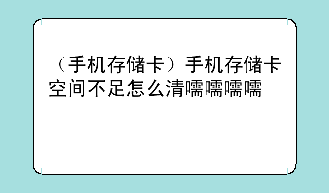 （手机存储卡）手机存储卡空间不足怎么清理