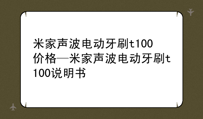 米家声波电动牙刷t100价格—米家声波电动牙刷t100说明书