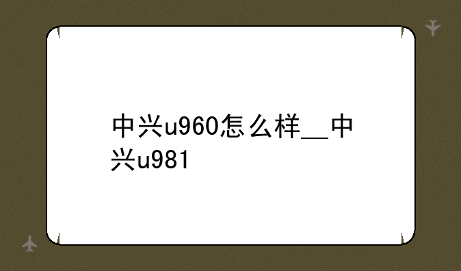中兴u960怎么样__中兴u981