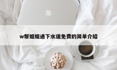 w帮姐姐通下水道免费的简单介绍